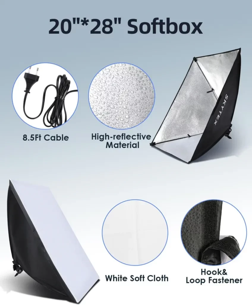 Skytex Softbox Lighting Kit (2-Pack) - 20x28in, 135W 5500K for Photography & Video​